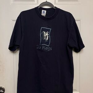 Vintage Six Flags Women's Navy Short Sleeve Tee featuring Pepe Le Pew